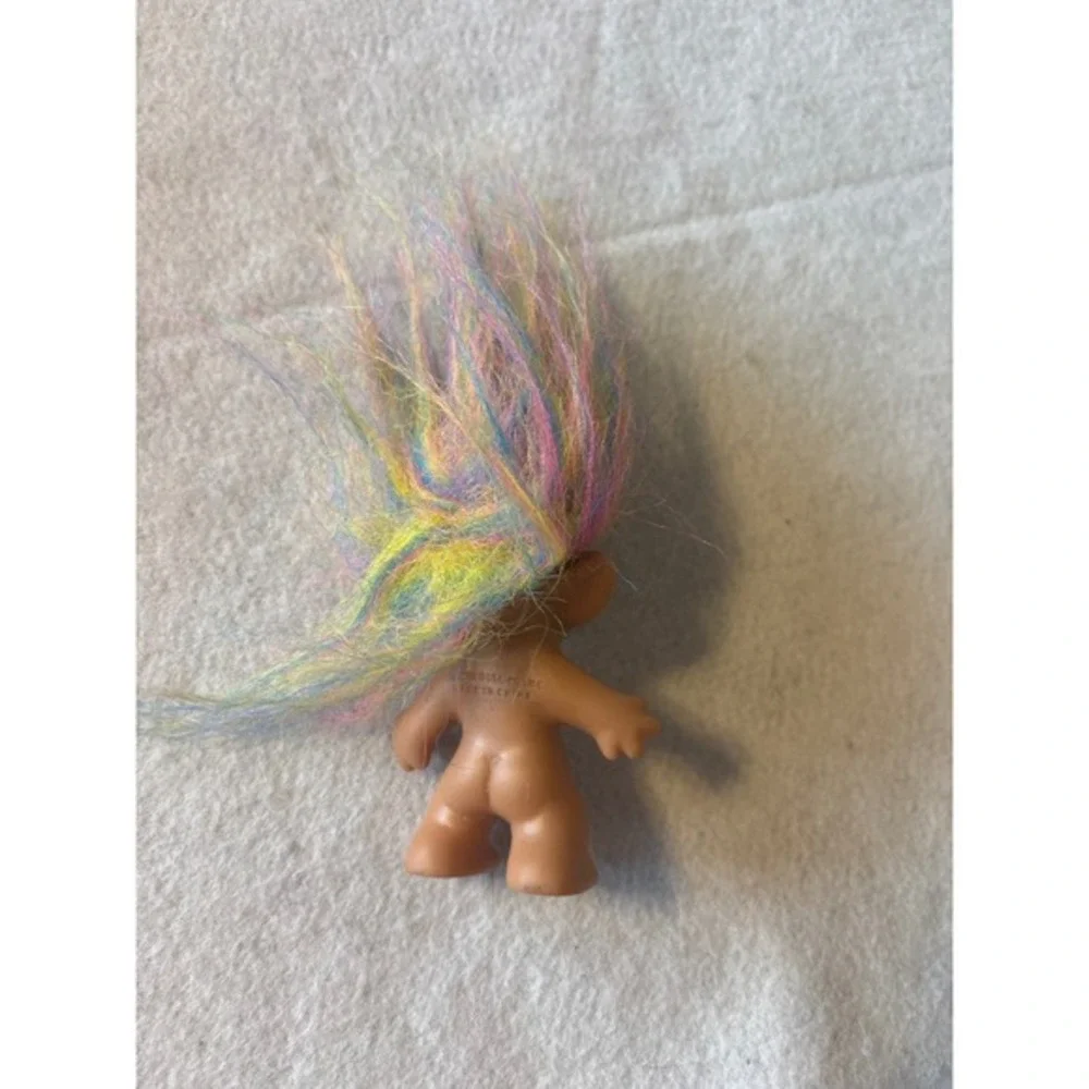 Vintage Bright of America Troll Doll Multi Color Neon Hair 3 Inch Toy Figure